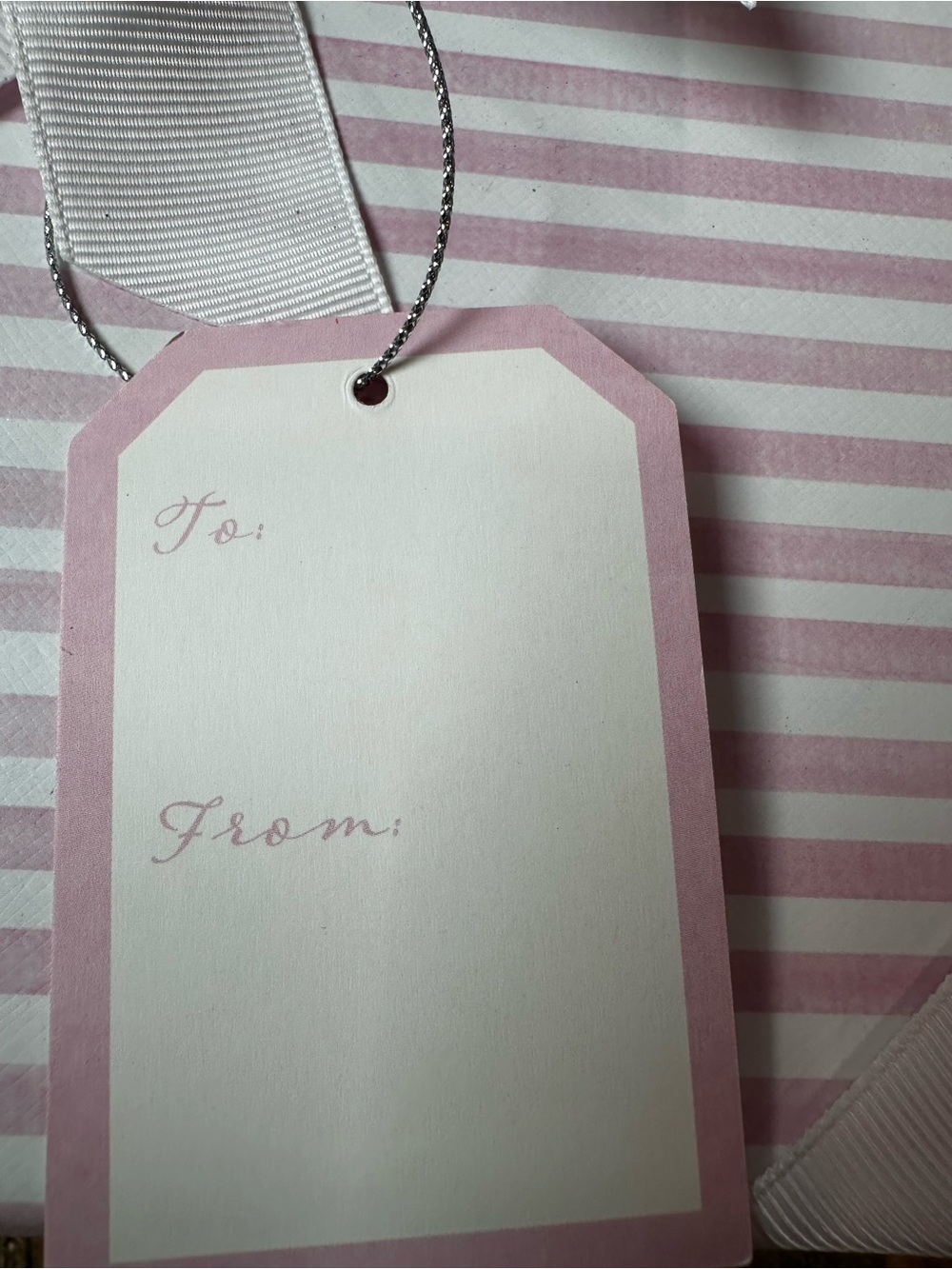 Striped Pink Gift Boxes with Ribbon - Set of 2 - Picture 6 of 14